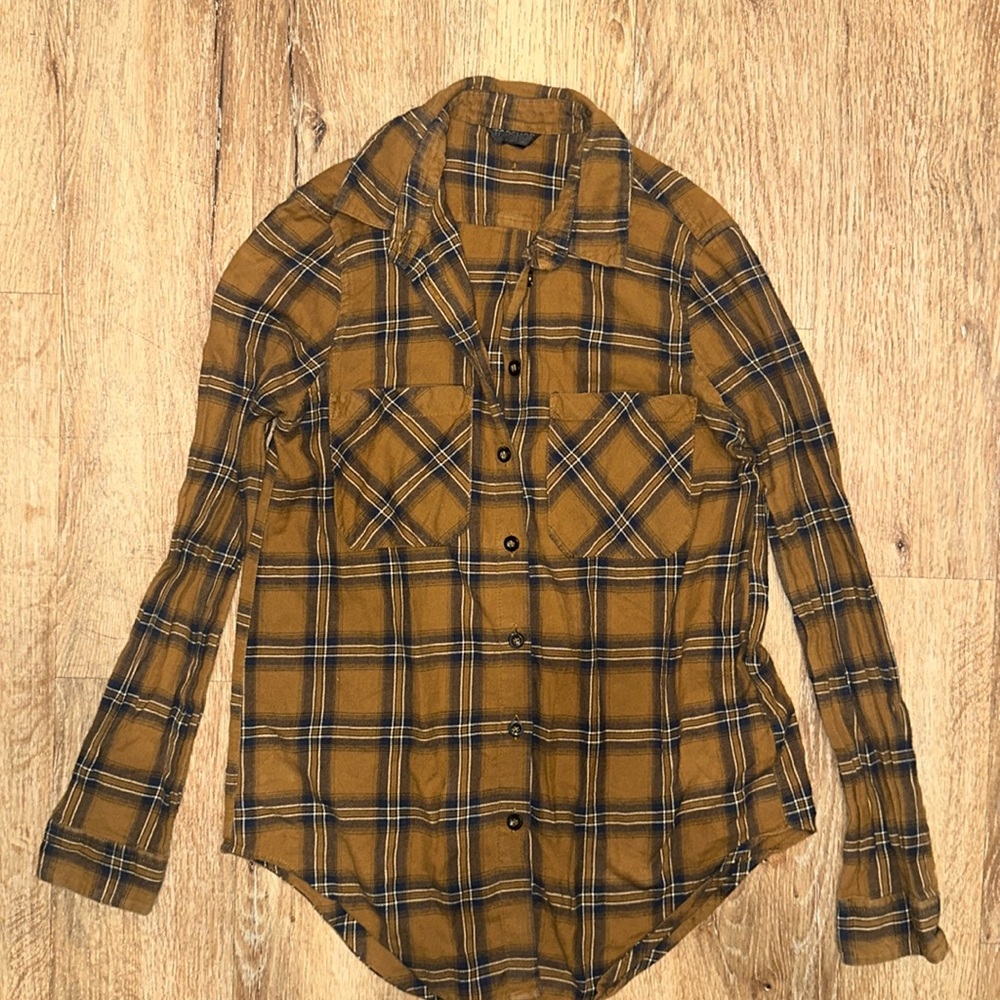 Topshop Long sleeve Causal Plaid Button Up Flannel Shirt SZ US2